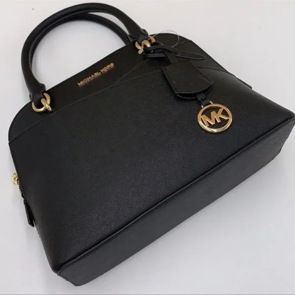 Michael Kors Jet Set Travel Medium Saffiano Leather Dome Satchel Black - Picture 10 of 16